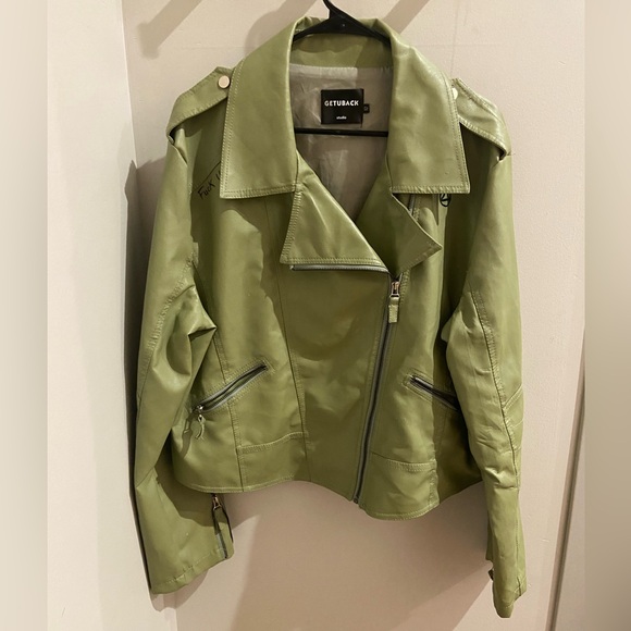 Women's Green moto Jacket - Picture 1 of 4